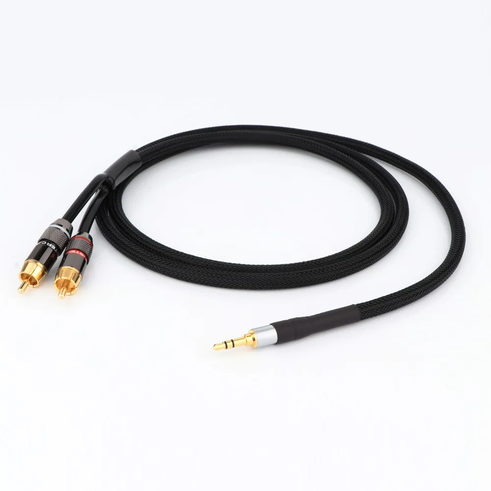 Preffair HiFi 3,5 mm auf 2 Cinch-Stereo-Audiokabel 6N OFC RCA-Audiokabel 3,5 Y-Splitter für Verstärker, Mischer/DJ-Mixer/Heimkino – Detail 1