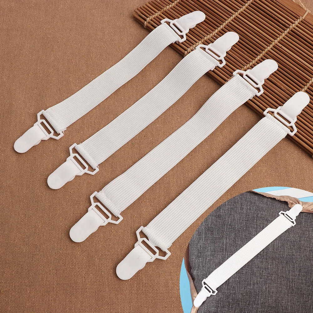 Hot 4Pcs/set White Bed Sheet Mattress Gripper Cover Blankets Grippers Clip Holder Fasteners Elastic Set Bed Sheet Clip Fasteners