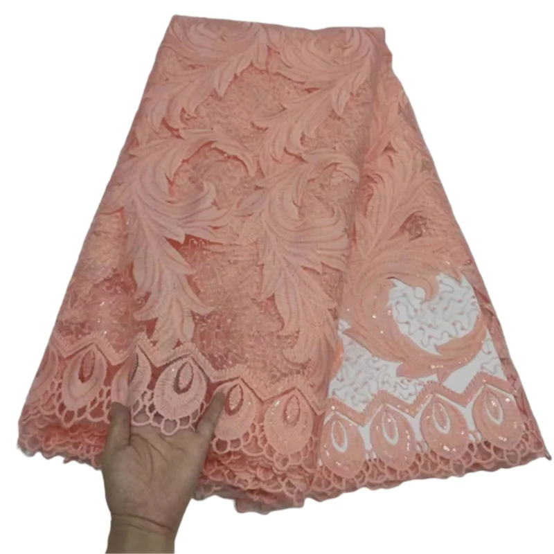 

2021 new Sequins Lace Fabrics Embroidery African French Tulle Lace Fabrics Sequence Laces Nigerian Mesh Lace