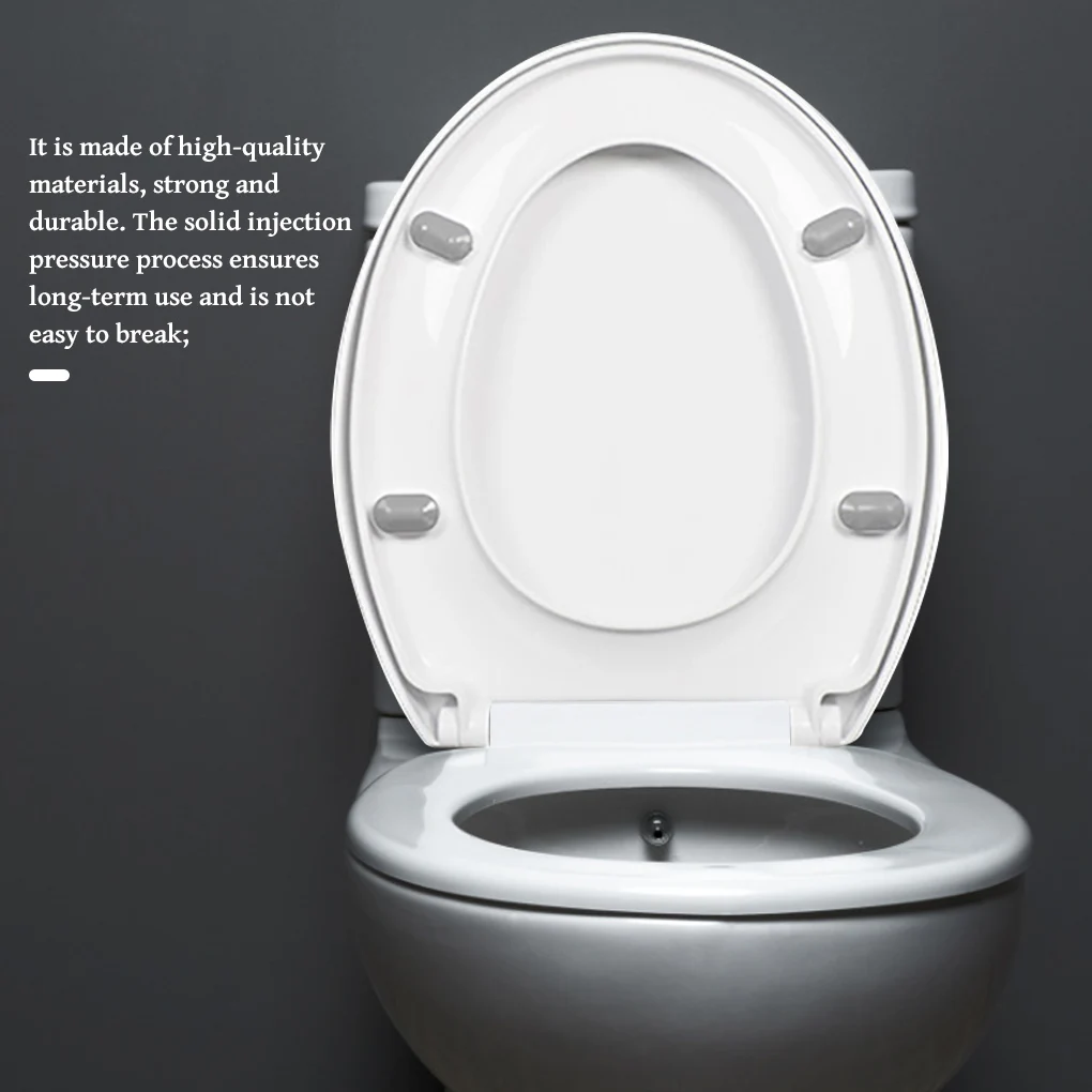 Toilet Cover Thicken Plastic Seat Universal Low Noise Slow Down Lid with Metal Base Screws