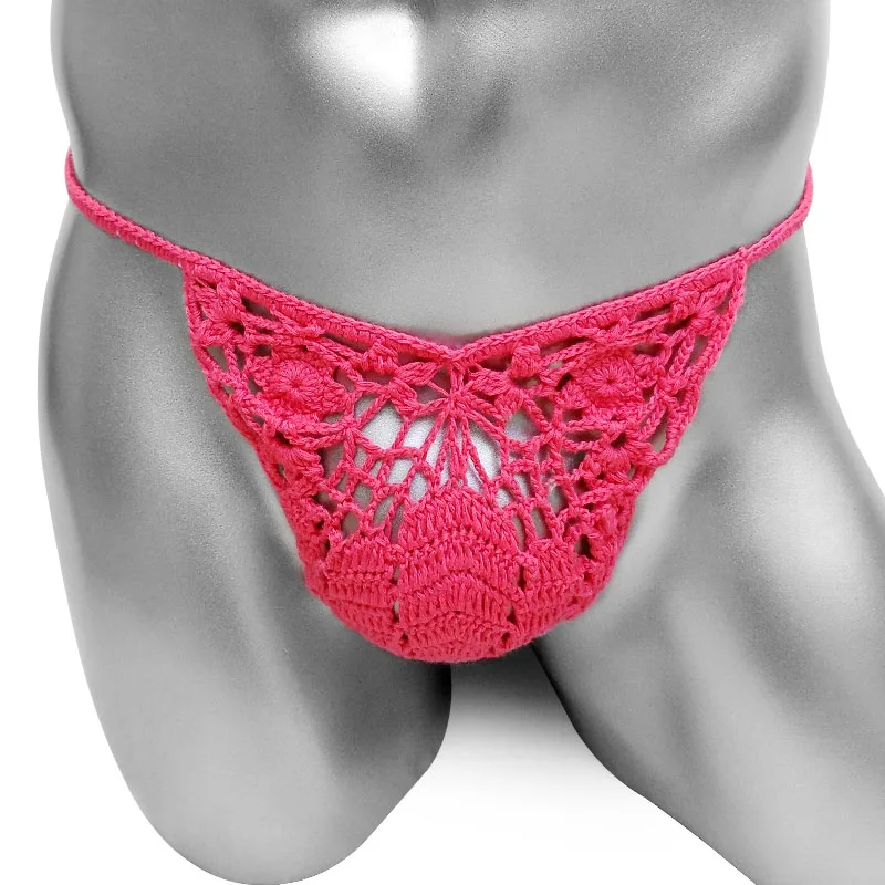 

Sissy Crochet Panties Bikini Hollow out Handmade Sexy Mens Lingerie G string Thong Underwear High quality Cotton Sissy Panties