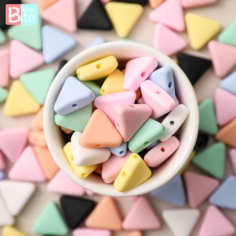 

Bite Bites 20CM Silicone Beads 10PCS Food Grade Silicone Triangular Beads Baby Teether Necklace Silicone Teething Beads For Kid