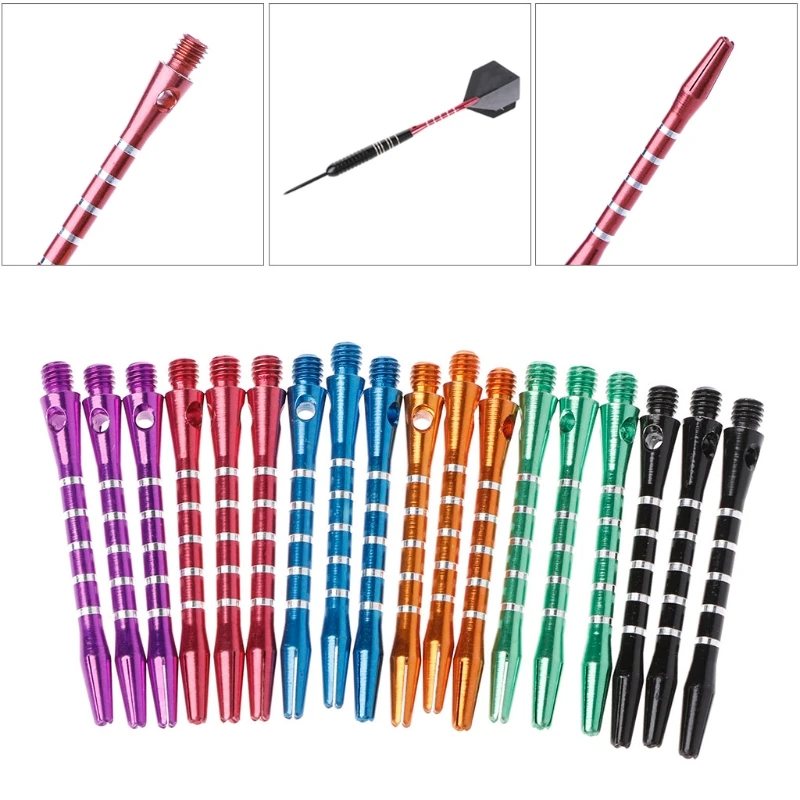 OOTDTY 6 Sets/18 Pcs 53mm Aluminum Dart Shafts 6 Colors 2BA Thread Size Medium Length darts