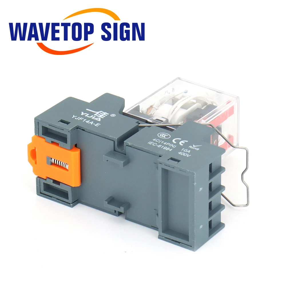 WaveTopSign Mini รีเลย์ระดับกลางฐาน14Pin YJF14A-E DC หนาทองแดงเทป4กลุ่มสำหรับ Co2เลเซอร์ตัดและแกะสลัก Machin