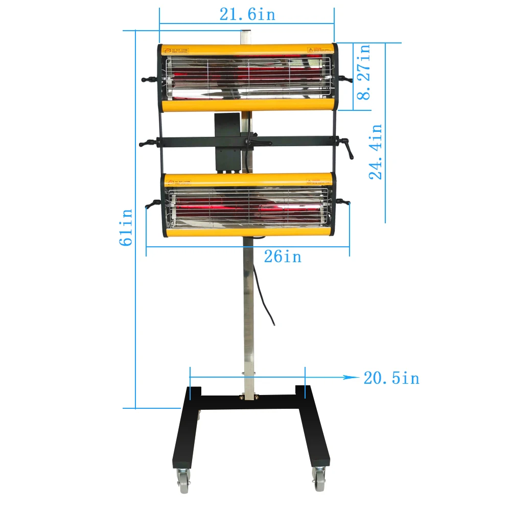 Heating Light Infrared Paint Curing Lamp 110V Short Wave Infrared Heater Car Body Paint Car Bodywork Repair Paint 2KW