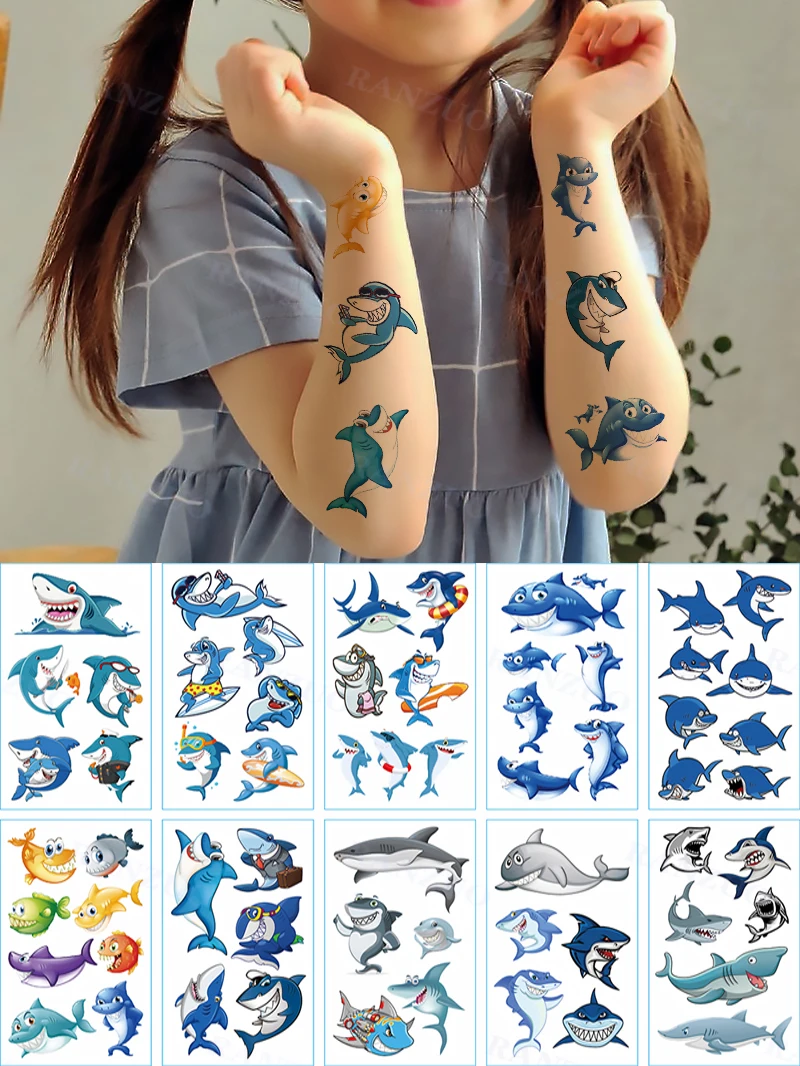 Autocollants de Tatouage Temporaire pour Enfant, Kit de Tatouage de Dinosaure, Mignon, Art Corporel, Petits Autocollants Imperméables