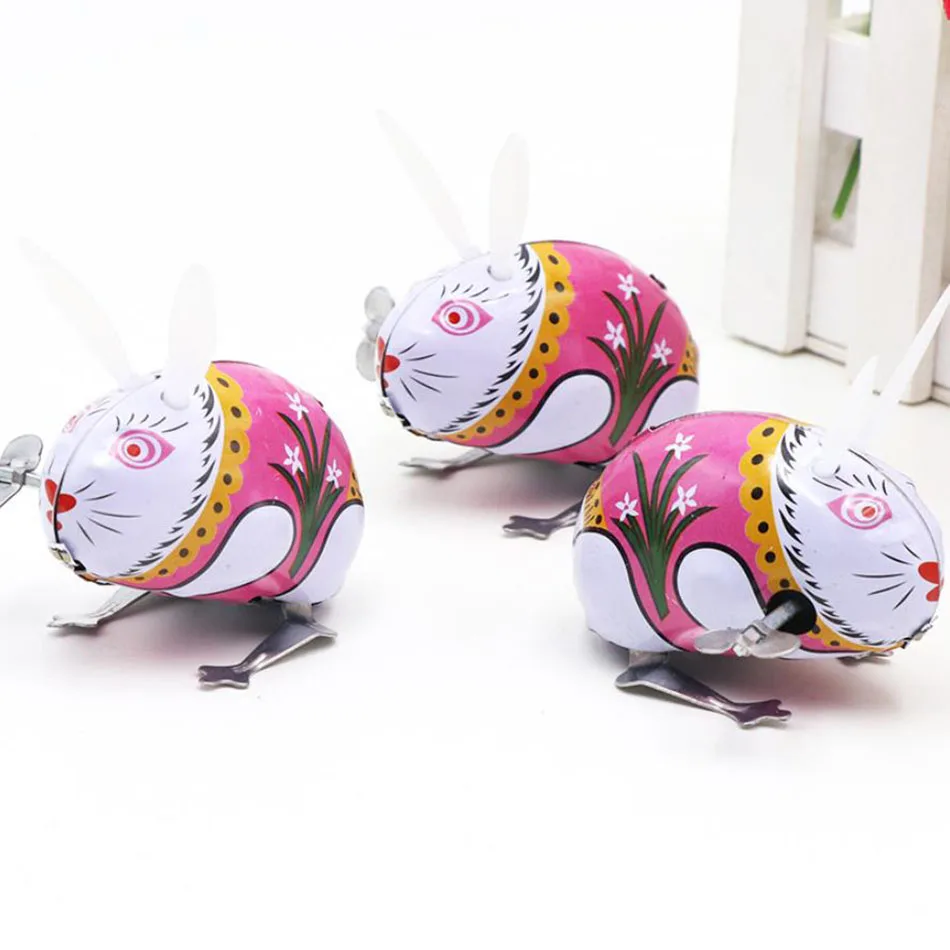 Kids Classic Tin Wind Up Clockwork Toys Jumping Frog Rabbit Mouse Rooster Vintage Toy For Children Boys Educational Toys