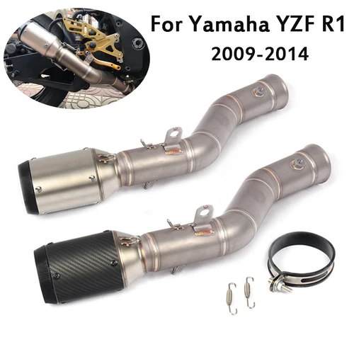 Imagen 1 del producto Tubo de enlace medio deslizante para motocicleta, silenciador de escape modificado para Yamaha YZF R1, 2009, 2010, 2011, 2012, 2013, 2014