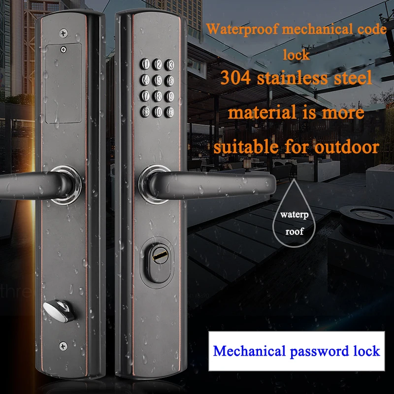 LSTABAN Stainless Steel Mechanical Code Lock Waterproof Code Key Unlock Anti-theft Door Entrance Door Villa Outdoor Door Lock