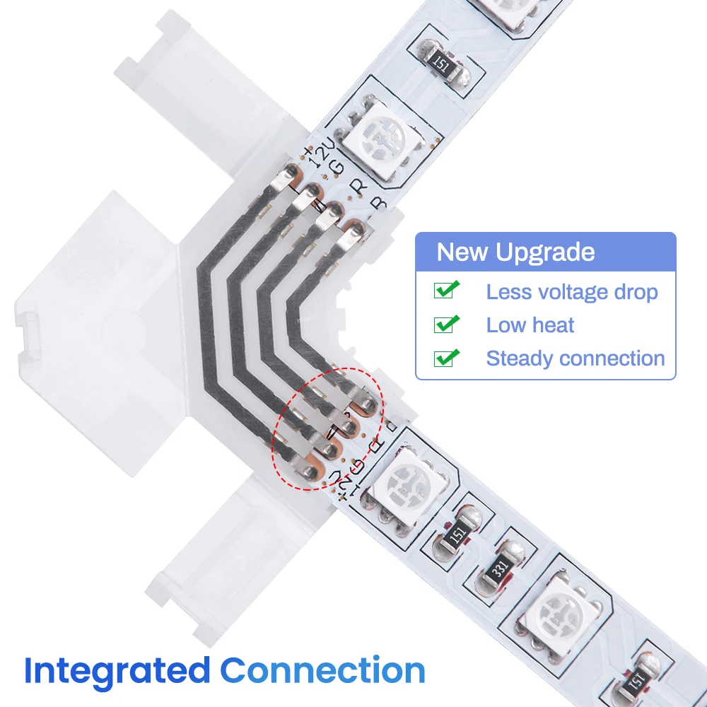 

L Shape 4 Pin LED Connectors 10mm Wide Right Angle Corner Connectors Solderless Adapter Connector Terminal for 3528/5050 SMD RGB