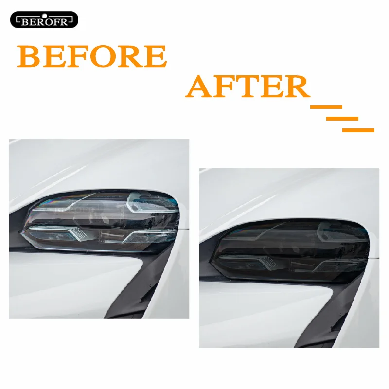 Car Headlight Protection Tint Film Smoke Black Transparent TPU Front Light Sticker For Porsche Taycan 2019 2020 Accessories