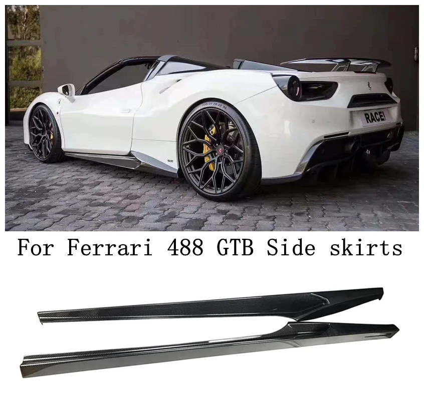 

N Style High Quality Carbon Fiber Side Body Skirts Kit Lip Splitters Cover For Ferrari 488 GTB 2015-2018