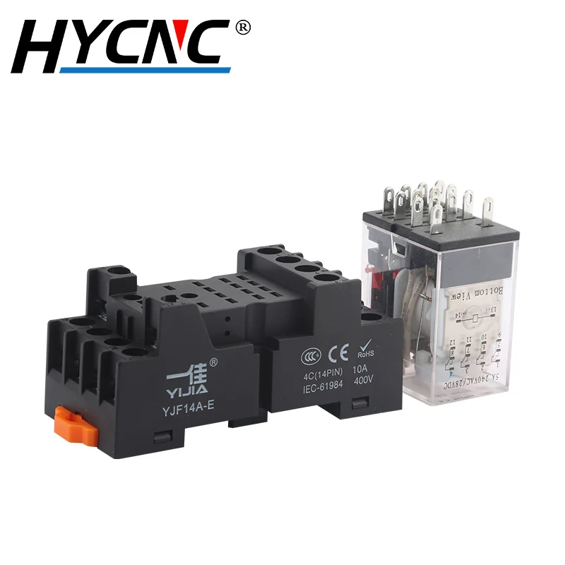 24v dc 220v ac relé intermediário pequeno relé eletromagnético 8 pinos 14 pinos bobina relé de potência com base de soquete