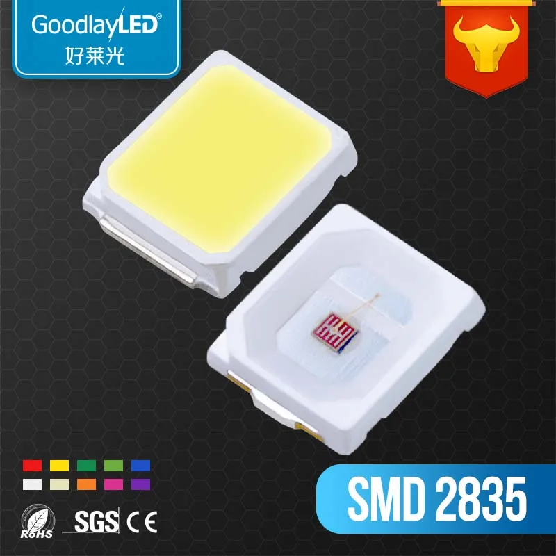 4000pcs 2835 SMD LED 0.2W 0.5W Epistar Sanan Chips RED BLUE GREEN YELLOW Warm White 50-60Lm Led Grow Lights Ra90 60mA 120