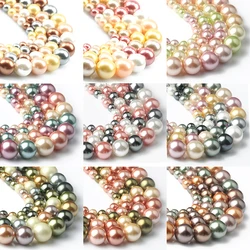 15 Colors Shell Pearls Beads Natural Shell Round Loose Spacer Beads for Jewelry Making DIY Bracelet Earrings 15''