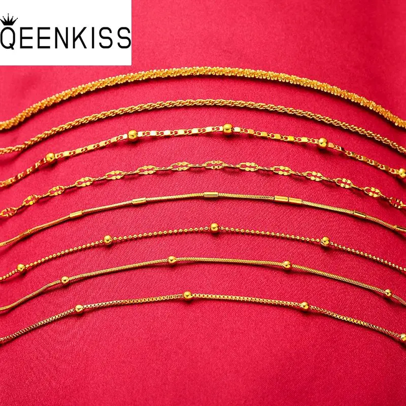 

QEENKISS 24KT Gold Bead Bamboo Chain Bracelet For Women Fine Wholesale Jewelry Wedding Party Bride Mother Ladies Girl Gift BT501