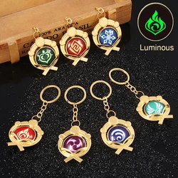 Genshin Impact Double Sided luminous Inazuma Keychain Element Vision God's Eye Mondstadt Liyue Snezhnaya Pendant Keyring Jewelry