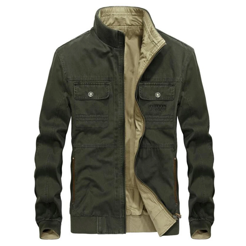 

Autumn Jacket Men Military Stand Collar Men Jacket Casual Loose Windbreaker Rib Sleeve Coat Men Plus Size M-3XL Chaqueta Hombre