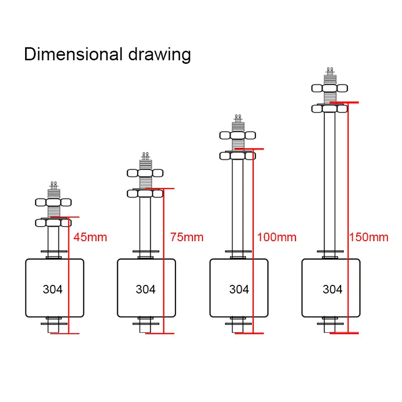 Float Switch High Temperature Resistant 304 Stainless Steel Water Tower Water Level Automatic Level Controller Sensor 45-150mm