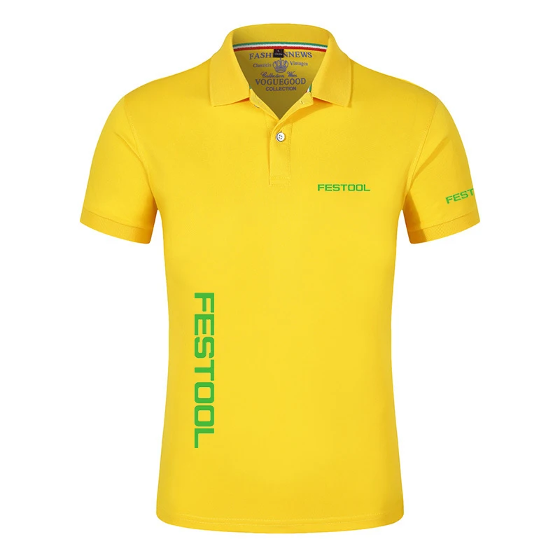 Festool Tools Printing Fashion New-Design Short Sleeve Sports-Wear Mens Polos Shirts Lapel Casual Polos Clothing Slim Tops