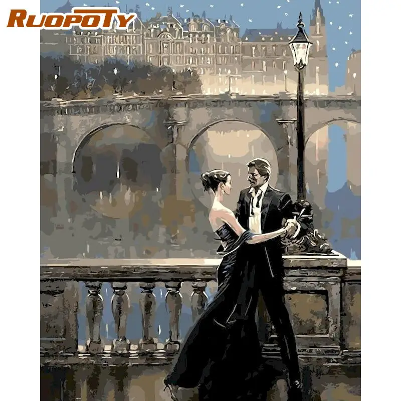 

RUOPOTY 60x75cm DIY Painting By Numbers Couple dancing Acrylic paint by numbers on canvas Room Decoration Digital Painting