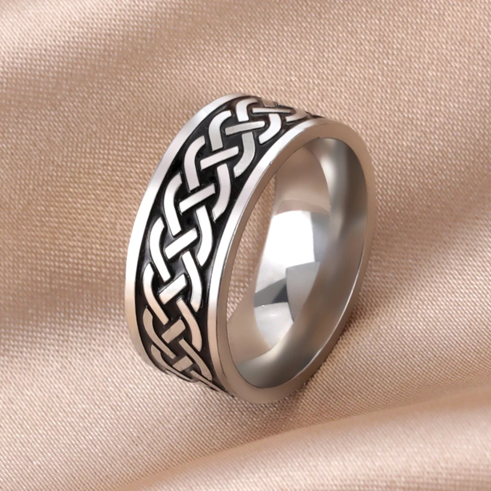 COOLTIME Celtics Knot Ring Stainless Steel Vintage Signet Finger Rings for Men Women Amulet Viking  Jewelry Gift Wholesale