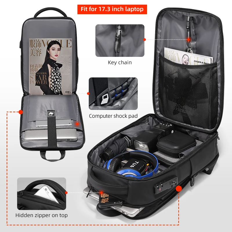 Imagem -02 - Fenruien-mochila Impermeável Multifuncional Mochila Escolar Anti-ladrão Mochilas Homem Travel Business Novo Fit para 156 Laptop