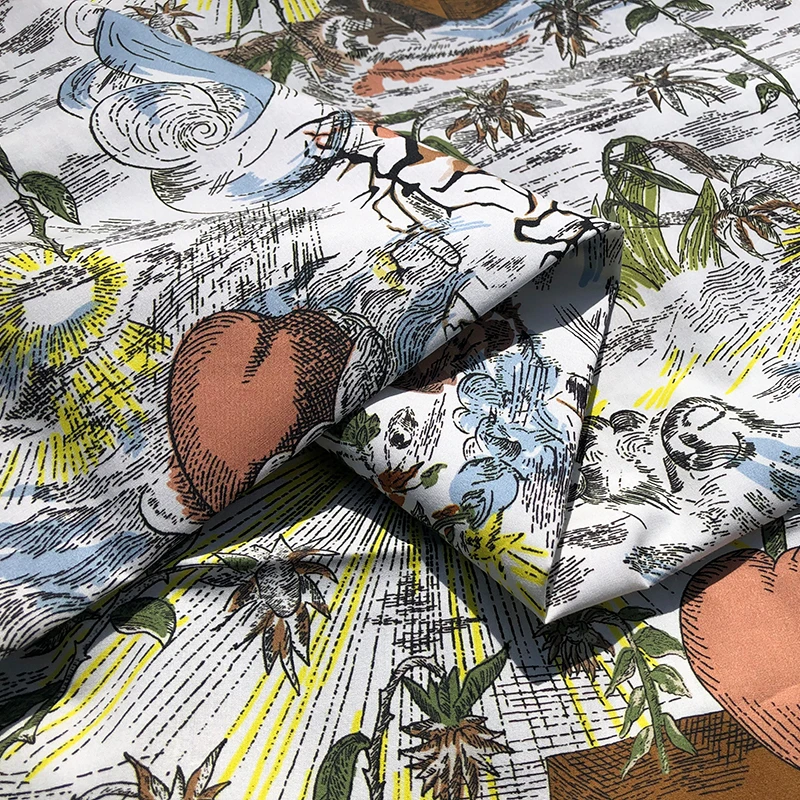 Printed Natural 100% Cotton Poplin Fabric Cloth Material Diy Sewing Half Skirt Garment Dress Fabrics