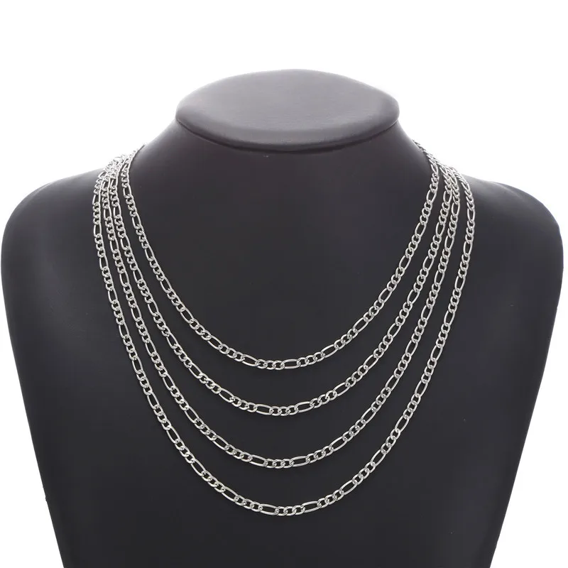 Modische Neue Figaro-Kettenhalskette für Männer 3mm Edelstahl Goldfarben Lange Halskette für Männer Schmuck Geschenk Collar Hombres – Detail 8
