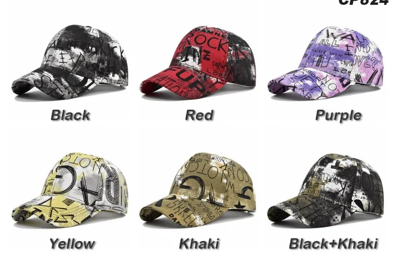 

Hot-selling graffiti printed hats for men and women all-match multi-color painted sun hats trendy fashion caps baseball hats