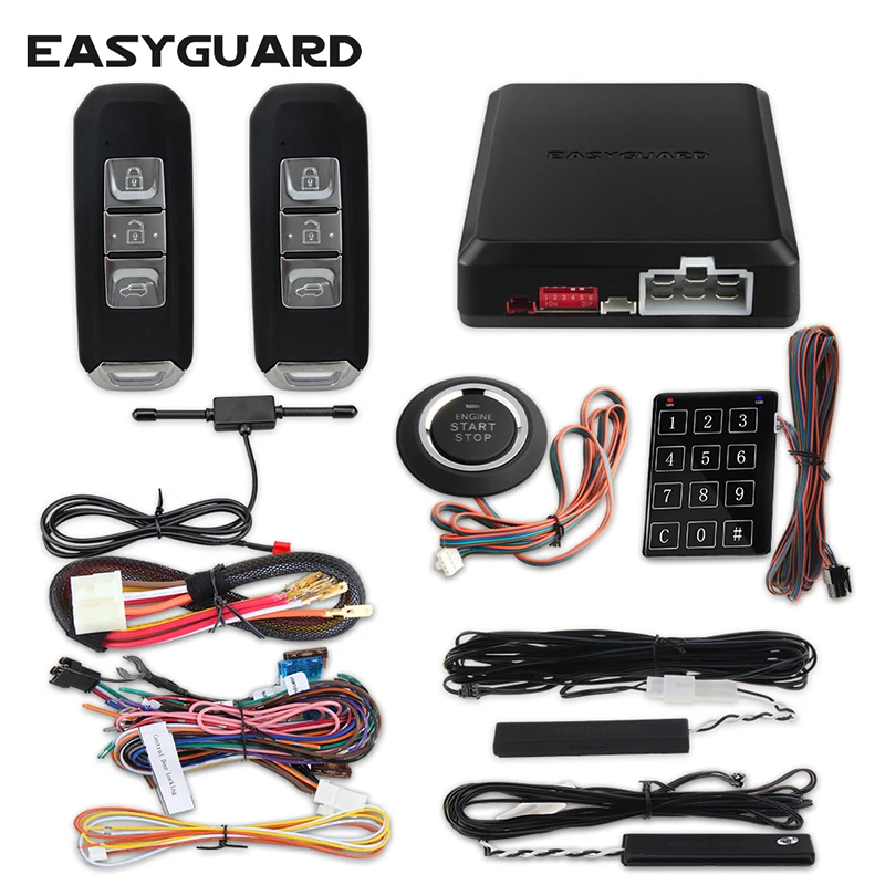 EASYGUARD start stop engine system keyless universal version push button start remote engine start touch password entry DC12V