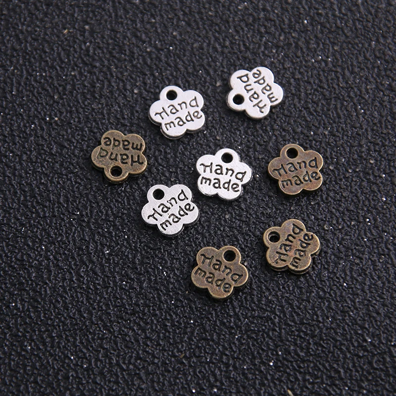 

60pcs Fashion Jewelry Findings,,metal tags for jewelry,Alloy Two color 8*8MM plum flower plate Hand made letter charms