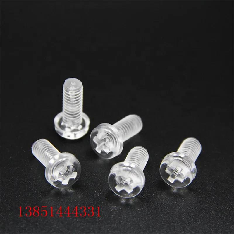 50pcs M3 M4 Acrylic Clear Transparent Plastic Phillips Round Head Screw Pan Cross Head Bolt Metric Threaded length=4-25mm