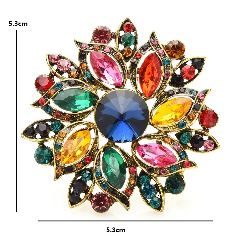Wuli&baby Luxury Crystal Sun Flower Brooches For Women 2020 New Weddings Office Party Brooch Pins Gifts
