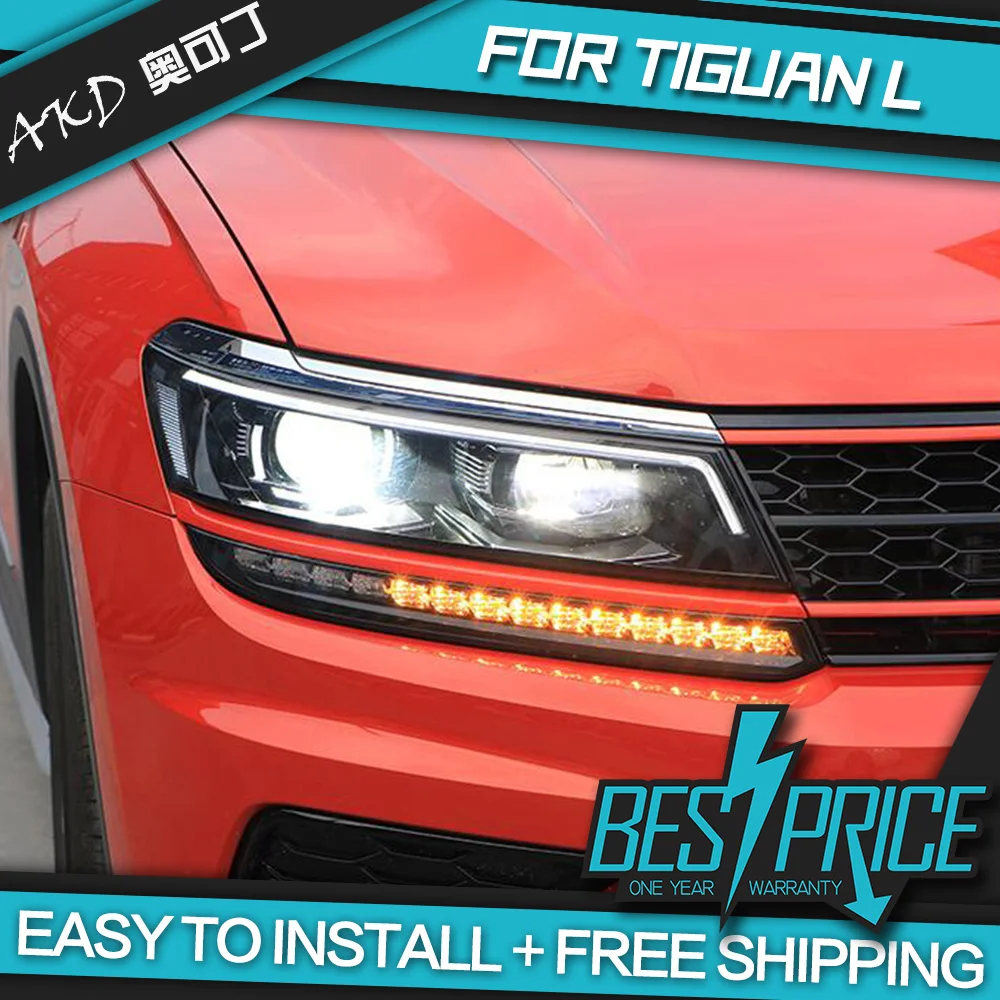 Car Lights For Tiguan L 2017-2021 LED Auto Headlight Assembly LHD RHD Upgrade Dynamic Signal Lamp Bicofal Lens Tool Accessories