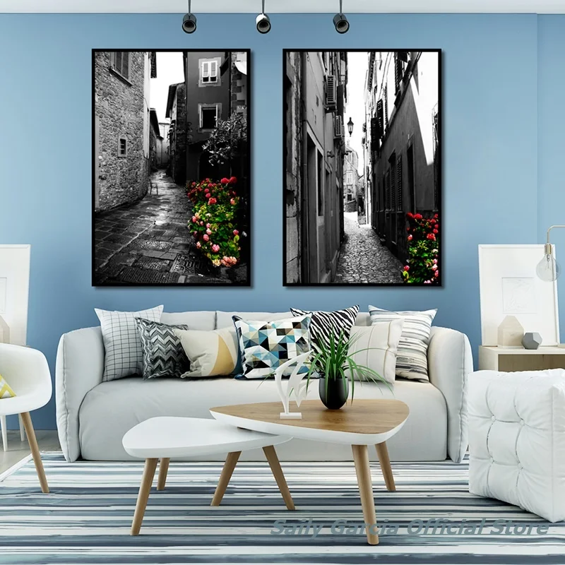 Modern European Style Architecture Canvas Art Painting Paris Nordic Stree Landscape Wall Picture for Living Room Hd Print Poster