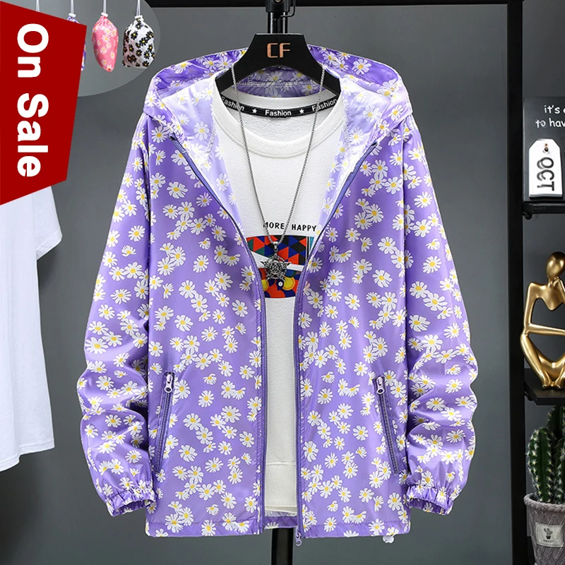 Jackets Women Windbreaker Girl Coats Female Flower Sunscreen Clothing Summer Sun Protect Ultrathin Waterproof Camping Dress Lady