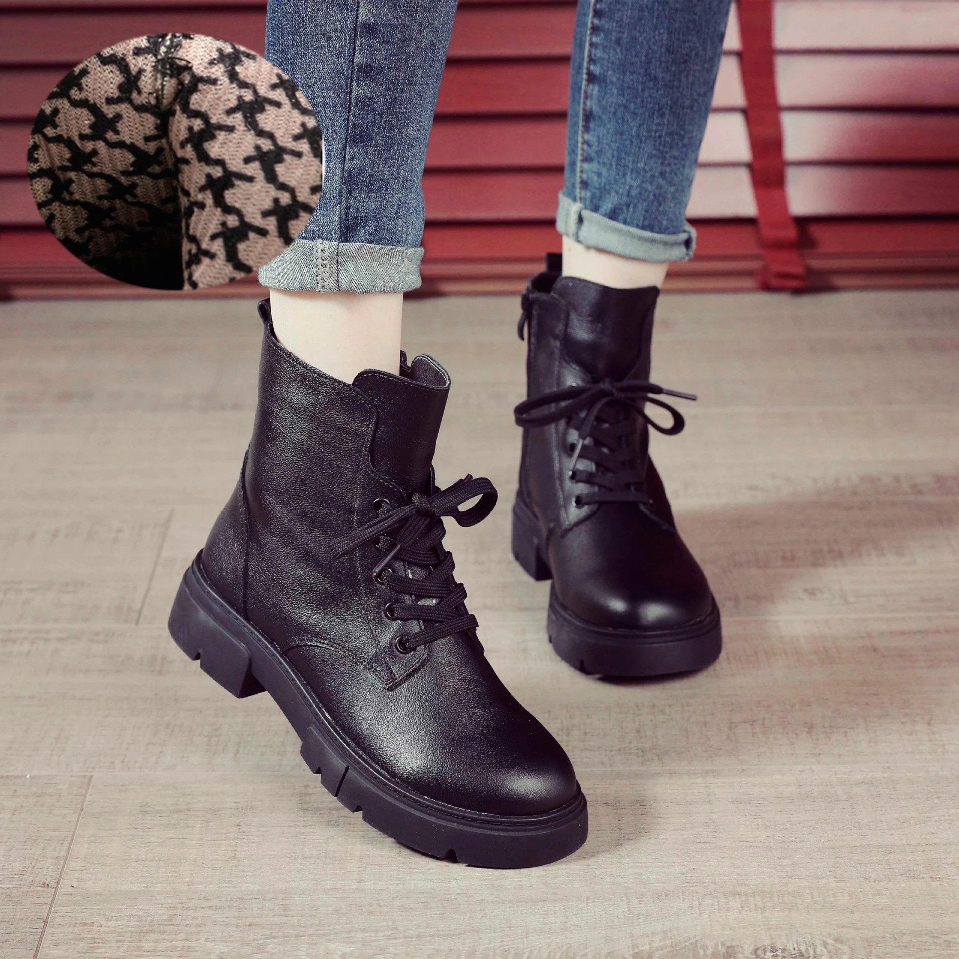 XT winter new style cotton boots high top casual single shoes genuine leather women\'s flat shoes flower lace up boots children