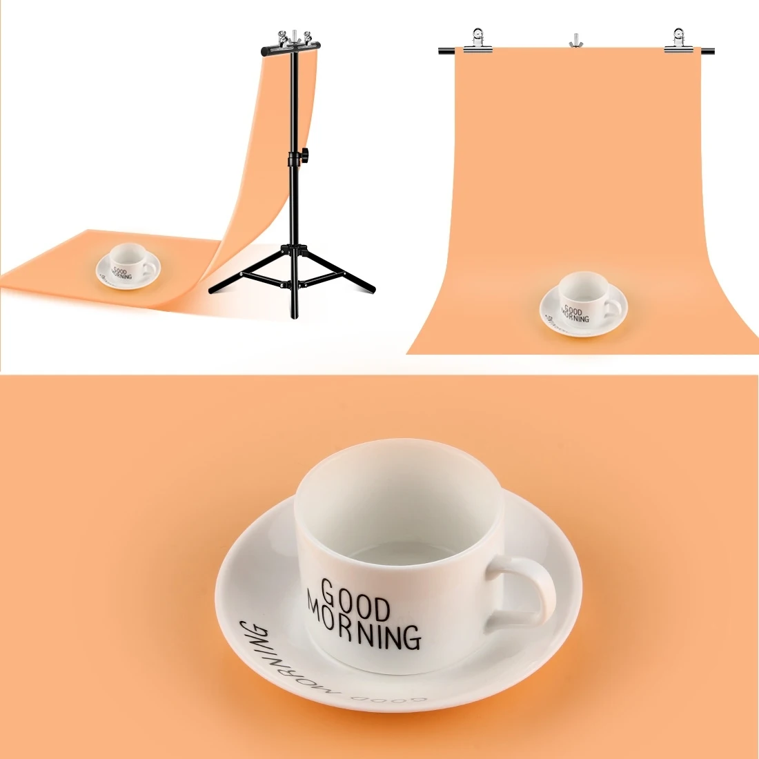 Soporte de fondo en forma de T para estudio fotográfico, barra transversal de fondo con Clips, 67cm