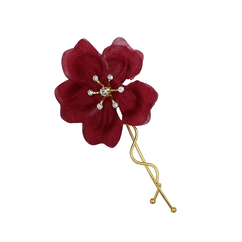 O390 acessórios de moda adorável design frisado hairpins casamento nupcial hairpiece com fio vermelho flores para a mulher