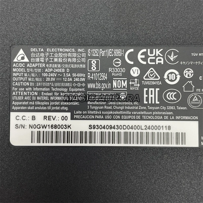 Thin ADP-240EB D AC/DC Adapter 20V 12A  240W Power Supply For MSI DELTA 15 A5EFK-033FR A5EFK-030JP A5EFK-001 Laptop Charger