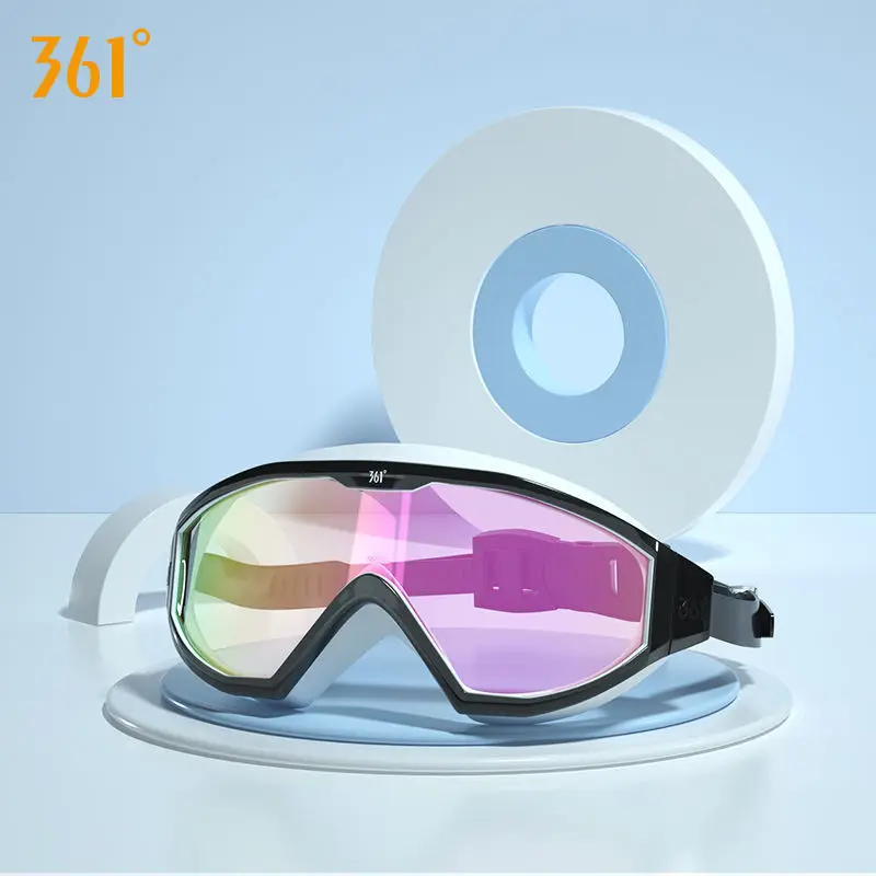 Lunettes de natation rose, Anti-buée, galvanoplastie, professionnelles, Protection UV, pour le surf, la myopie, la plongée, 361