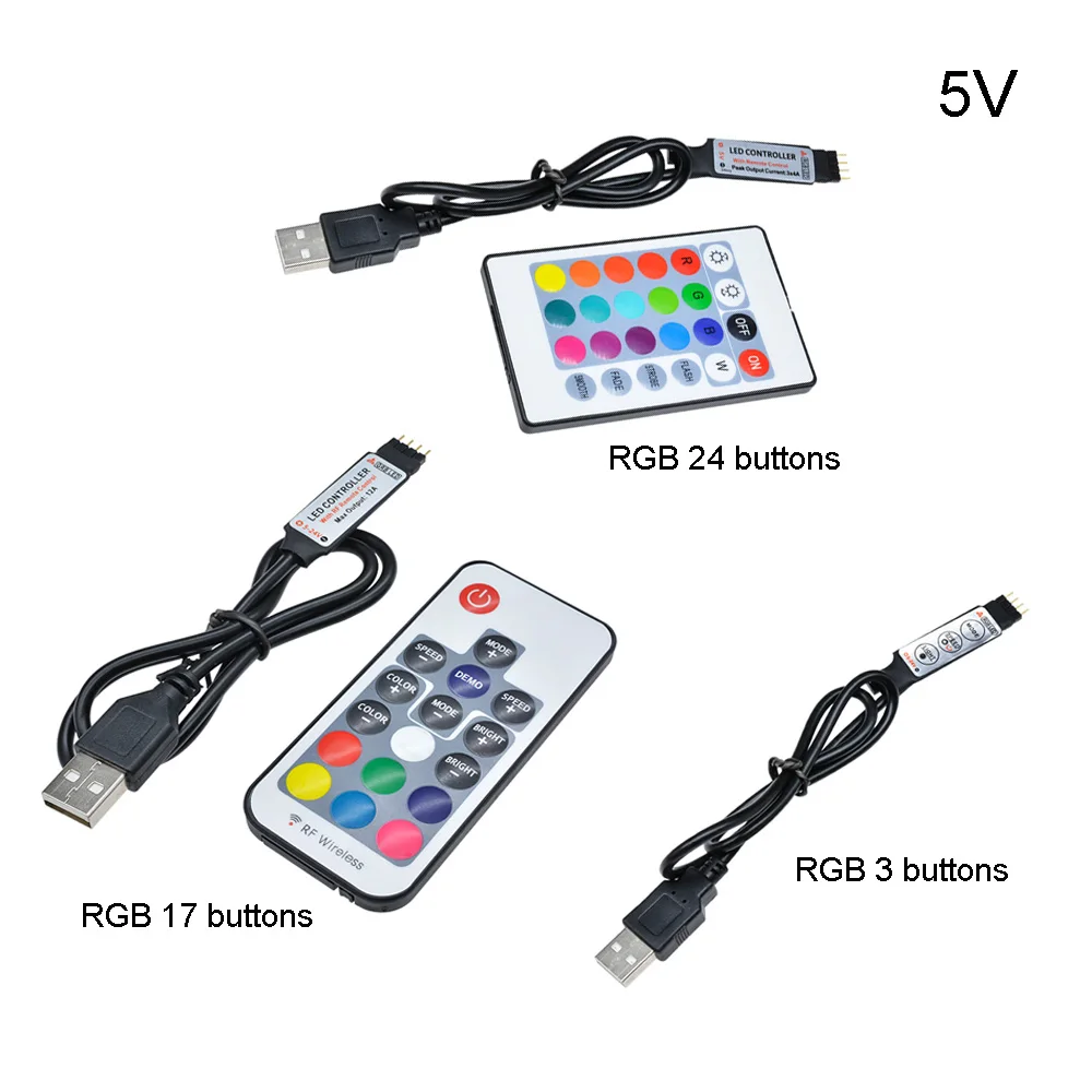 LED Strip Light USB 3528SMD LED Lamp Tape Ribbon RGB TV Desktop Screen BackLight Diode Tape IR Remote Controller LED Strip Light