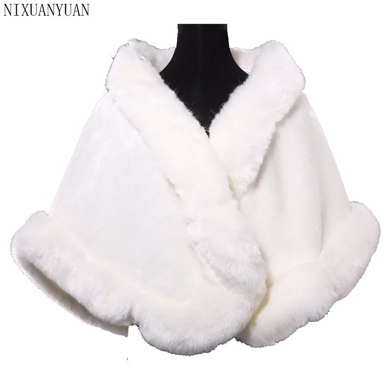 Bridal Wraps Winter Faux Fur Stole Bridal Winter Coat Ladies Evening Jackets Wedding Shawl Shrug Boleros