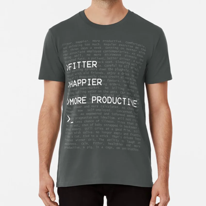 Fitter , Happier , And More Productive T Shirt Radiohead Ok Computer Fitter Happier