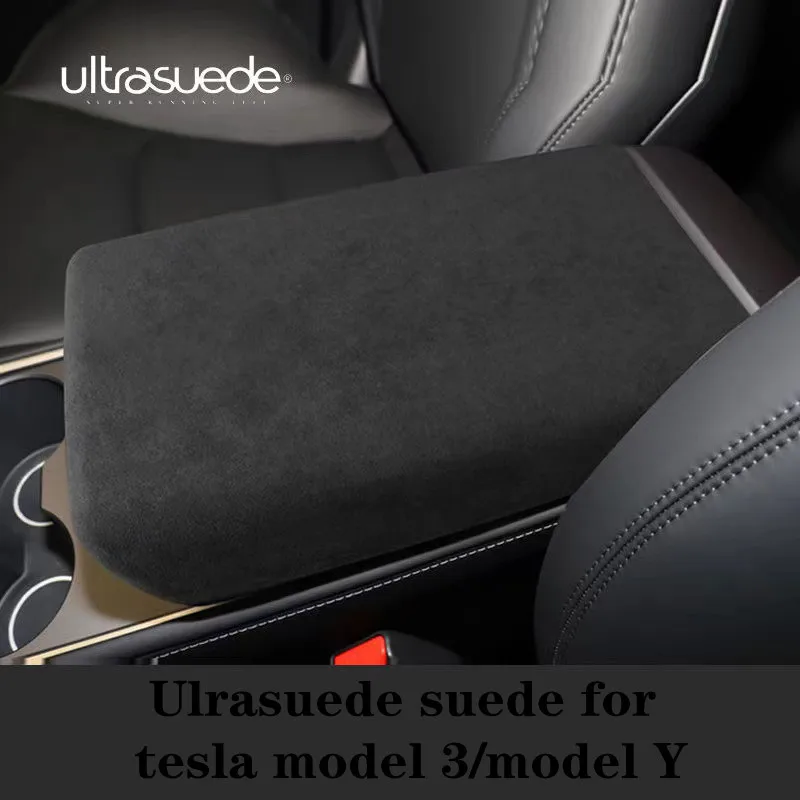 For Tesla model 3 model Y car Accessories top Ultrasuede Wrap Car Armrest Box Panel Trim Sticker Cover