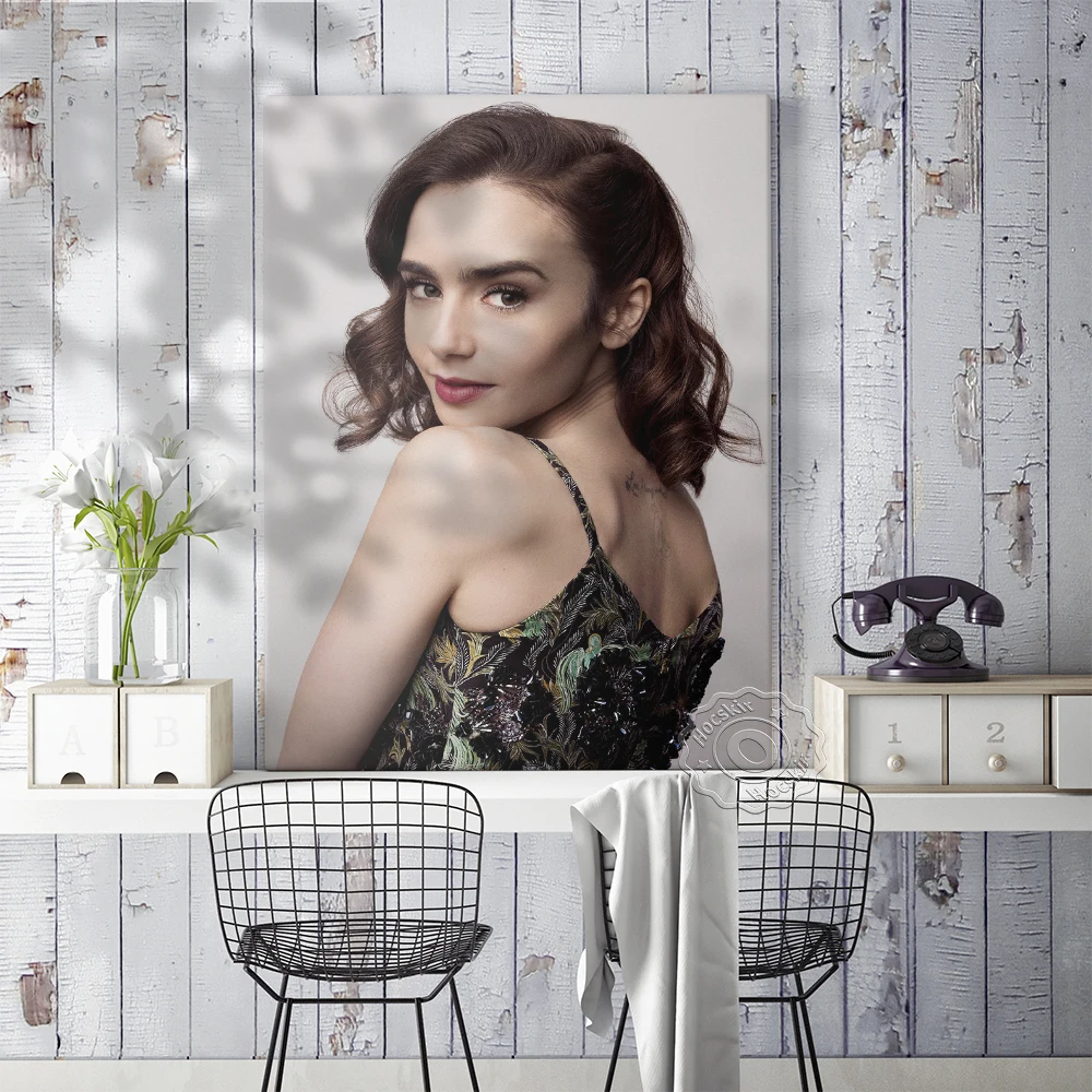 ملصق ليلي كولينز، لوحة فنية جدارية للممثل الأنثوي، مطبوعات فنية للممثلة التلفزيونية، لوحة جدارية على شكل نجمة الفيلم، ديكور جدار غرفة المعيشة #5