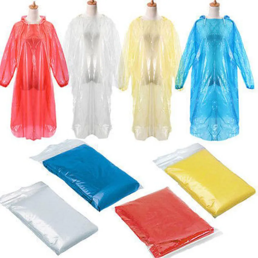 1pcs Convenient Disposable Adult Emergency Waterproof Rain Coat Poncho Hiking Camping Rain Coat Unisex Rainwear Good Quality