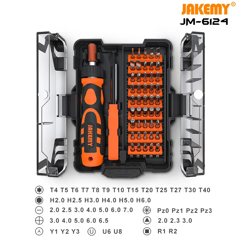 JAKEMY New Product JM-6124 Precise Mini Screwdriver Set with Adjustable Labor-saving Ratchet Handle for Household DIY Repair