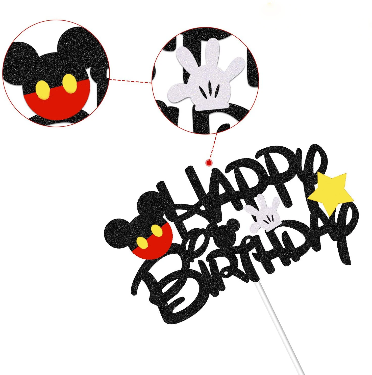 Mickey Mouse Party Felt cloth Cartoons Happy Birthday Cake Topper Cake Flags Wedding Party Cupcake Decor Baby Shower Supplies